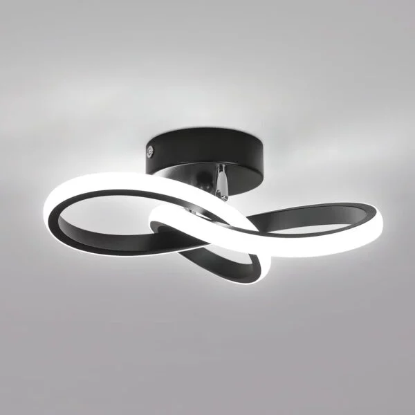 Toolight Lámpara de Techo LED Moderna, 22W 2500LM Plafón LED Techo Blanco Frío 6500K, Lamparas de Techo Negro para Dormitorio Cocina Comedor Pasillo Salon, 25cm