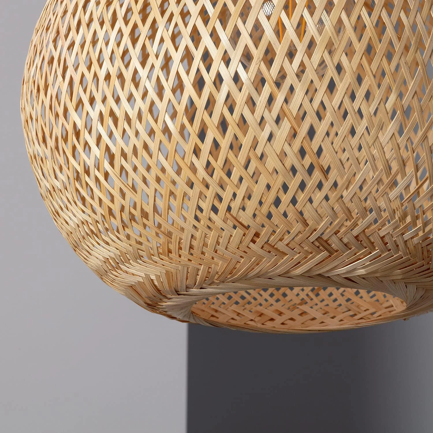 Lámpara Colgante Bambú Llata 320xØ390 mm Madera E27 Casquillo Gordo Bambú Decoración Salón, Habitación, Dormitorio, LEDKIA LIGHTING - Imagen 4