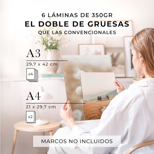 Set de Láminas Decorativas para Pared Salón y Dormitorios para Enmarcar | Cuadros Decoración Pared Modernos Sin Marcos | Set de 4 x DIN A3 y 2 x DIN A4, Colección Nature, OHBIMBA - Imagen 3