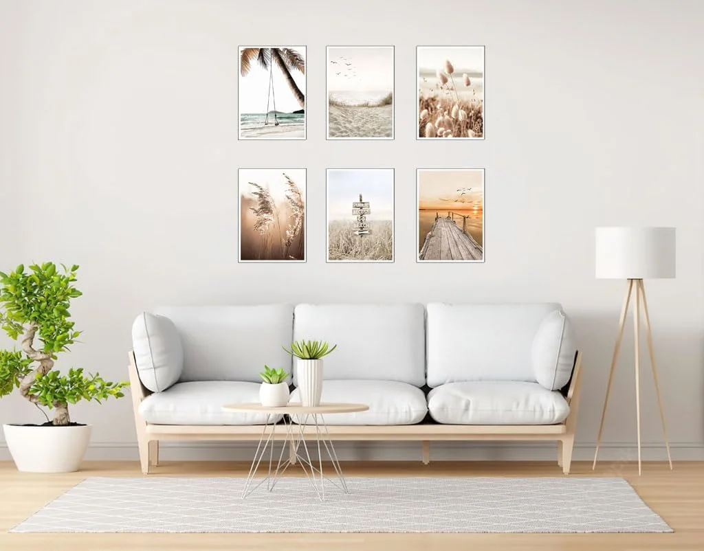 Set 6 Láminas A4 Decorativas Pared para Decoración Salón Moderno, Dormitorio, Habitación, SIN Marco, paisaje, playa, naturaleza, (29,7 x 21 cm), DKORARTE - Imagen 2