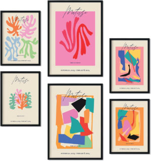 Nacnic Set de 6 posters Matisse. Colección de láminas con estética collage para la decoración de interiores. Tamaños A3 y A4. Sin marco.