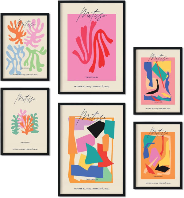 Nacnic Set de 6 posters Matisse. Colección de láminas con estética collage para la decoración de interiores. Tamaños A3 y A4. Sin marco.