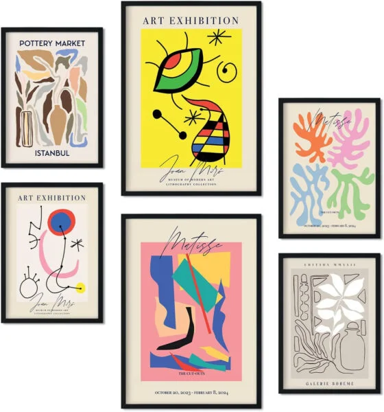 Nacnic Set de 6 pósters de Arte Abstracto. Colección de láminas con estética Collage para la decoración de Interiores. Tamaños A3 y A4. Sin Marco.