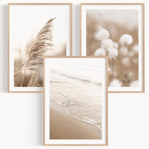 OHBIMBA® Set De 3 Laminas Decorativas de Pared para Decoración Salon Moderno – Posters Para Pared Cuadros Decorativos Decoración Pared – Lienzos Decorativos Cartulina Estucada Tamaño 30 X 40 cm – Colección Playa.