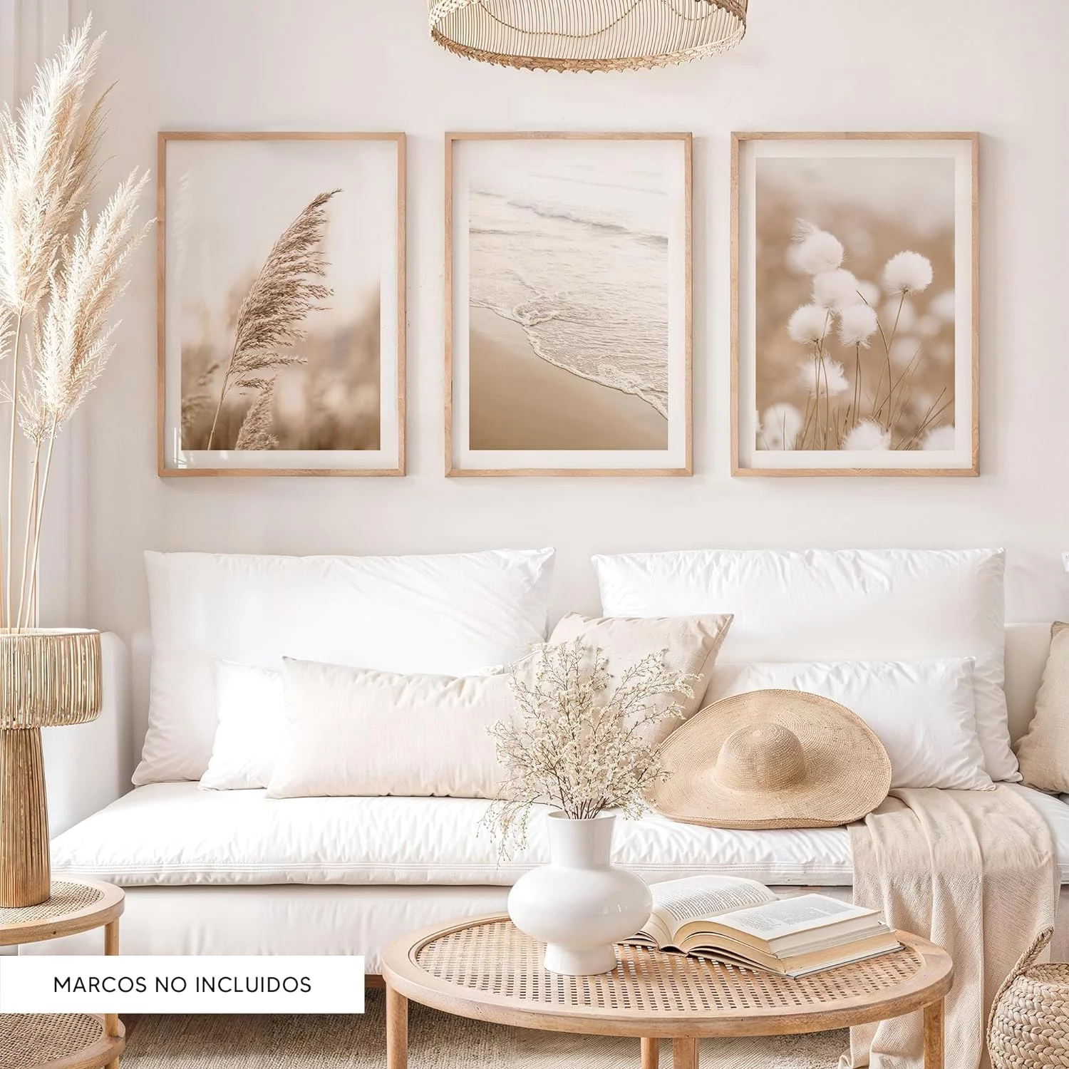 OHBIMBA® Set De 3 Laminas Decorativas de Pared para Decoración Salon Moderno - Posters Para Pared Cuadros Decorativos Decoración Pared - Lienzos Decorativos Cartulina Estucada Tamaño 30 X 40 cm - Colección Playa. - Imagen 2