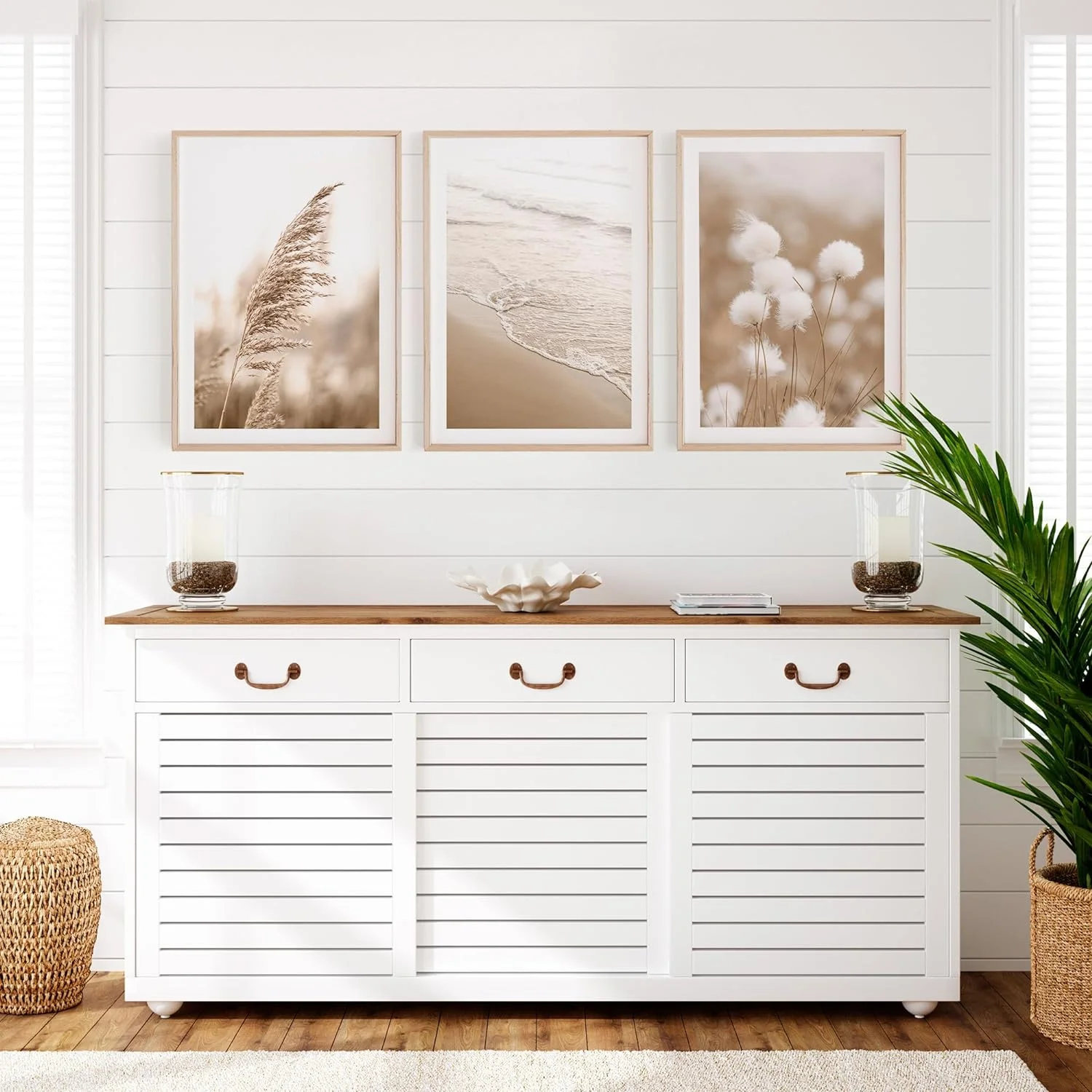 OHBIMBA® Set De 3 Laminas Decorativas de Pared para Decoración Salon Moderno - Posters Para Pared Cuadros Decorativos Decoración Pared - Lienzos Decorativos Cartulina Estucada Tamaño 30 X 40 cm - Colección Playa. - Imagen 4