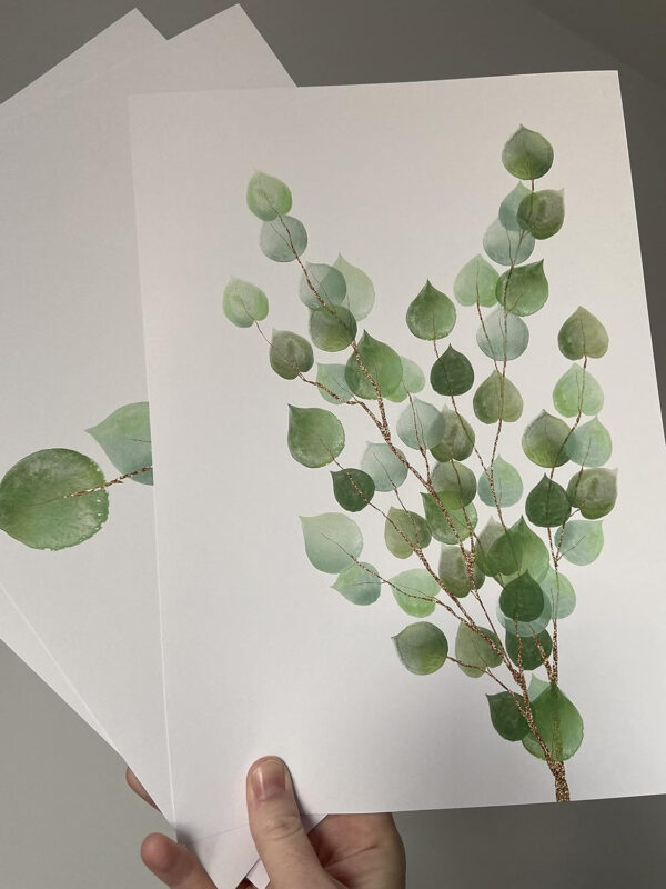 Arte De Pared Con Plantas De Eucalipto, Set de 3 Láminas Sin Marco, estilo botánico, Decoración abstracta, Estampado Tropical Verde (A4) - Imagen 4