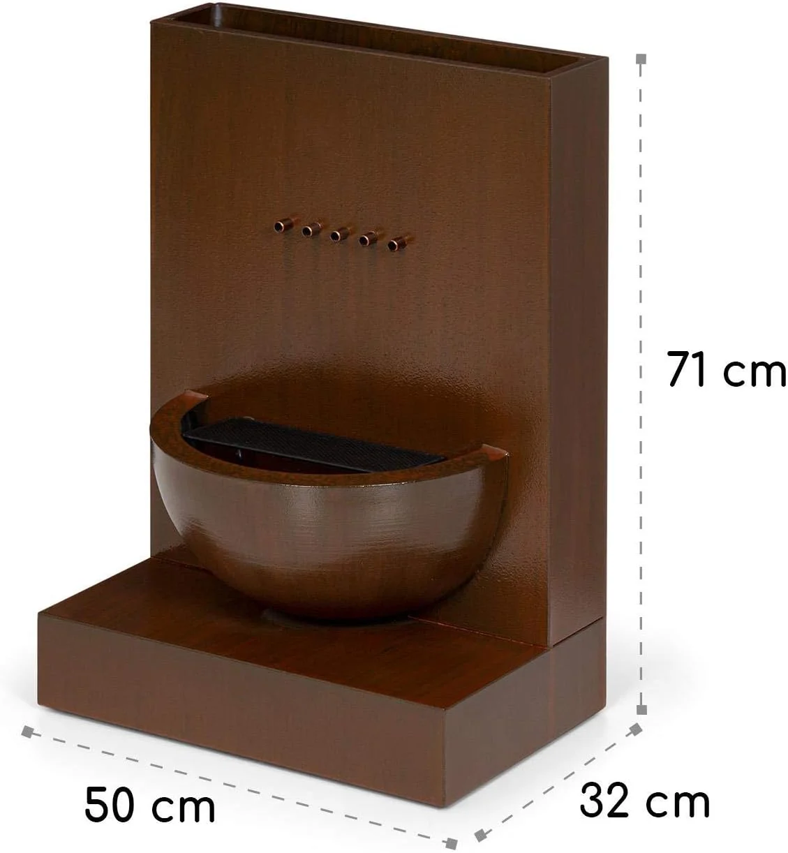 Blumfeldt Windflower Fuente para jardín - 11 W de Potencia, Incluye Cuenco para Plantas, para Dentro y Fuera, Caudal: 750 l/h, Iluminación LED, Metal galvanizado, Marrón - Imagen 9