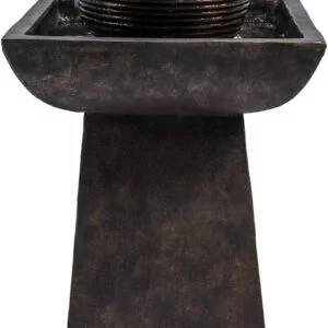 Fuente de Agua de Jardín, Cascada Zen con Esfera y con Luces para Exteriores, Teamson Home