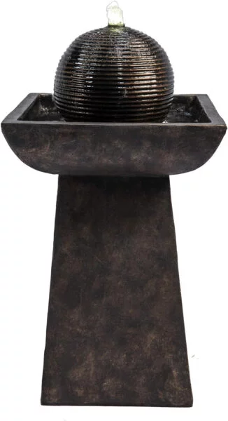 Teamson Home Fuente de Agua del Jardín, Cascada Zen de Esfera con Luces para Exteriores