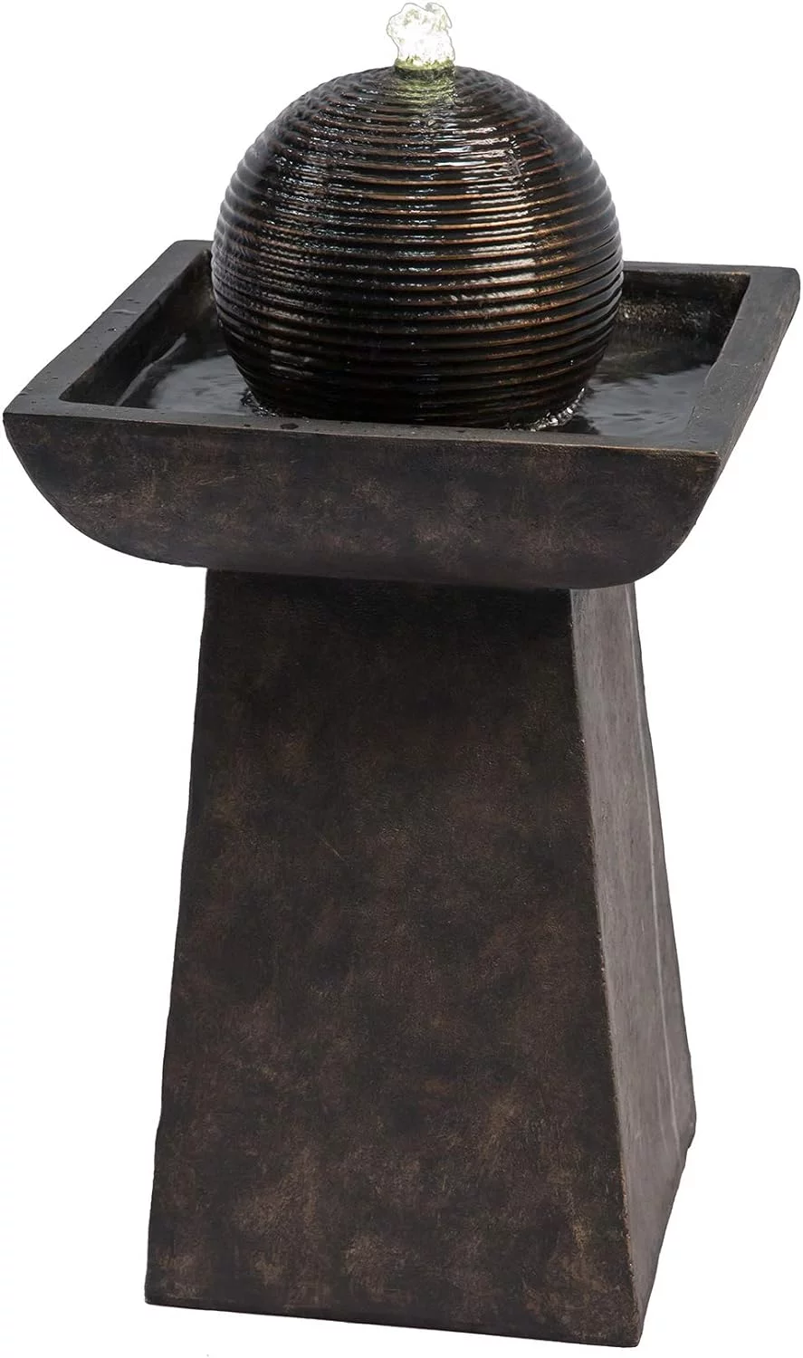 Teamson Home Fuente de Agua del Jardín, Cascada Zen de Esfera con Luces para Exteriores - Imagen 4
