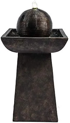 Teamson Home Fuente de Agua del Jardín, Cascada Zen de Esfera con Luces para Exteriores - Imagen 6