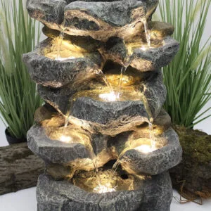 Fuente de Agua de jardín con iluminación para Interior o terraza, marca Arnusa modelo Victoria