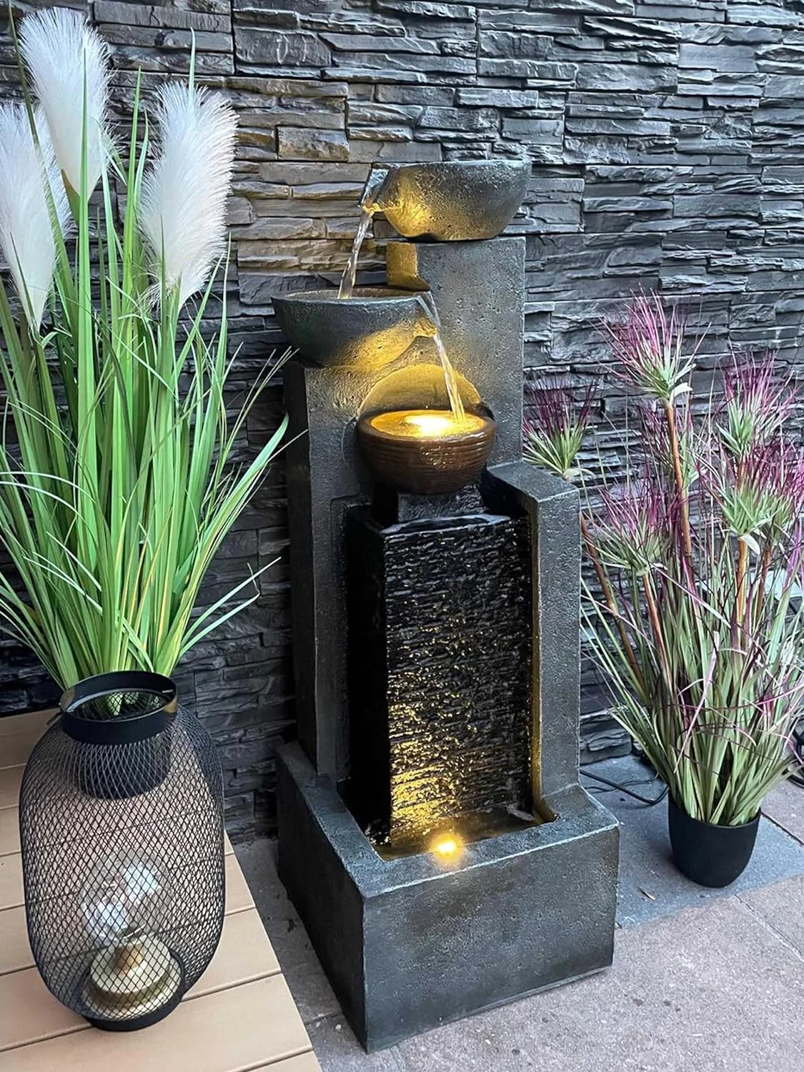 Fuente de jardín iluminada en poliresina BK843 con LED - Imagen 2