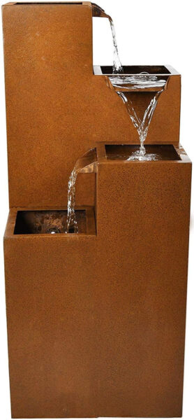 Köhko Fuente RiberoXL de acero corsteno, con iluminación LED, juego de agua para exteriores + fuente de jardín de interior, fuente de habitación, fuente de habitación, 90 cm de alto x 30 cm de ancho