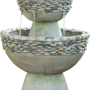 Fuente de Agua para Interiores y jardín Gris, Piedra, 51,9 x 51,9 x 92,7 cm, Peaktop FI0030AA-UK