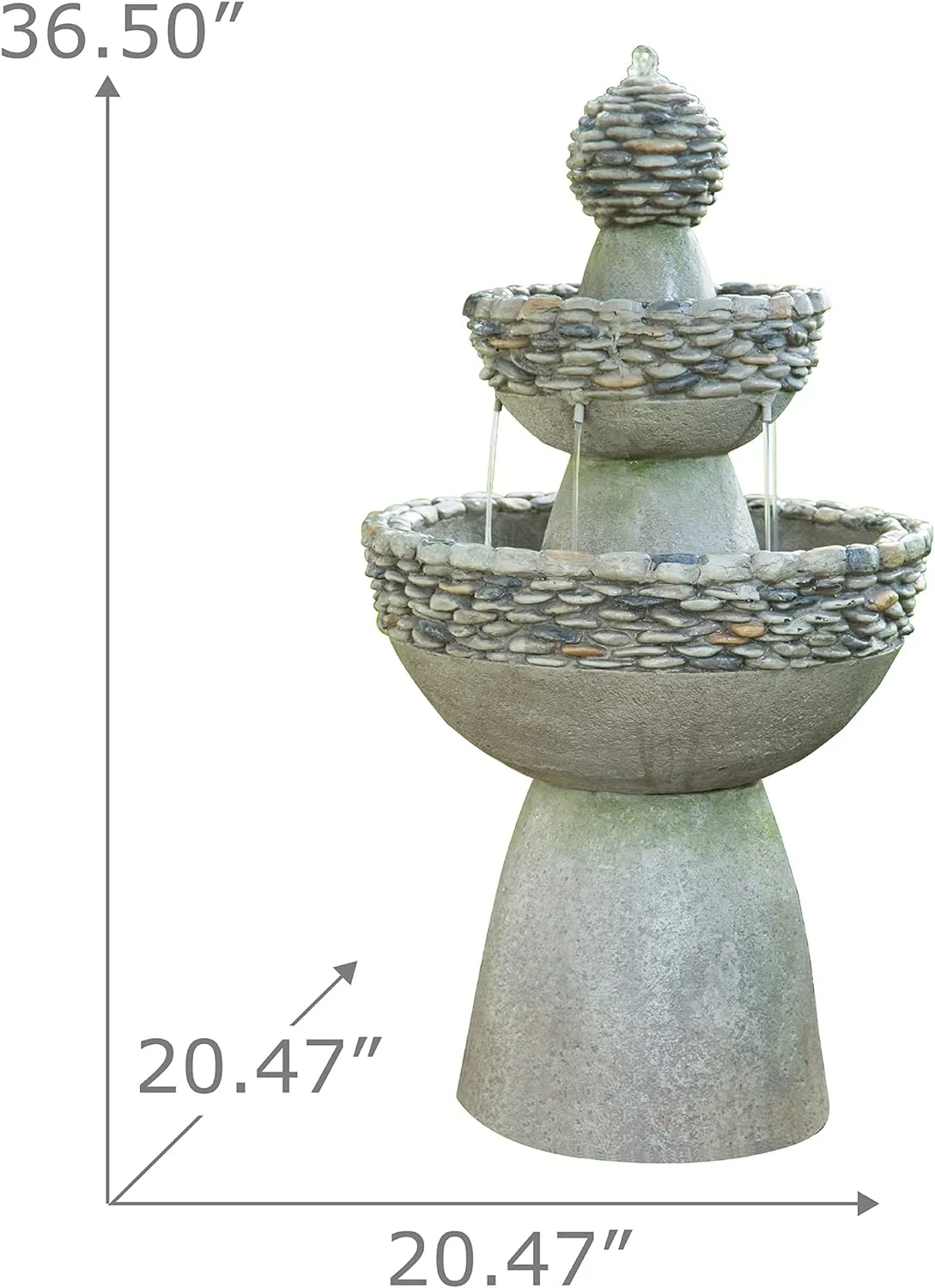 Peaktop Fuente de Agua para Interiores y jardín Gris FI0030AA-UK, Piedra, 51,9 x 51,9 x 92,7 cm - Imagen 4