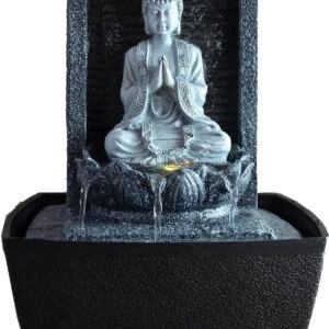 Fuente de Interior Zen Buddha Lotus con LED, Plateado, marca Zen'Light