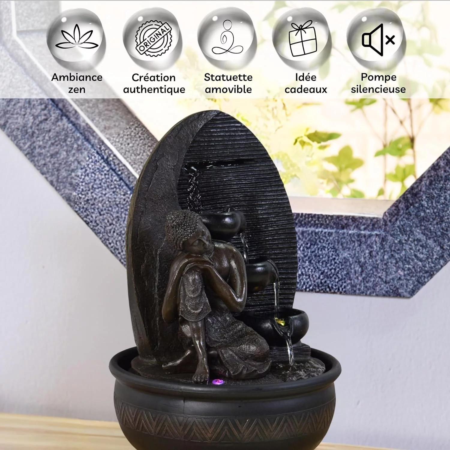 Zen'Light Indoor Resin Fountain with LED | Calm and Style - Image 6