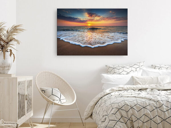 murando Cuadro en Lienzo Mar Puesta de Sol 90x60 cm 1 parte Impresión en Material Tejido no Tejido Impresión Artística Imagen Gráfica Decoracion de Pared Playa Paisaje Puesta de sol Naturaleza c-B-0638-b-a - Imagen 2