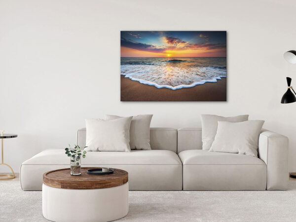 murando Cuadro en Lienzo Mar Puesta de Sol 90x60 cm 1 parte Impresión en Material Tejido no Tejido Impresión Artística Imagen Gráfica Decoracion de Pared Playa Paisaje Puesta de sol Naturaleza c-B-0638-b-a - Imagen 4