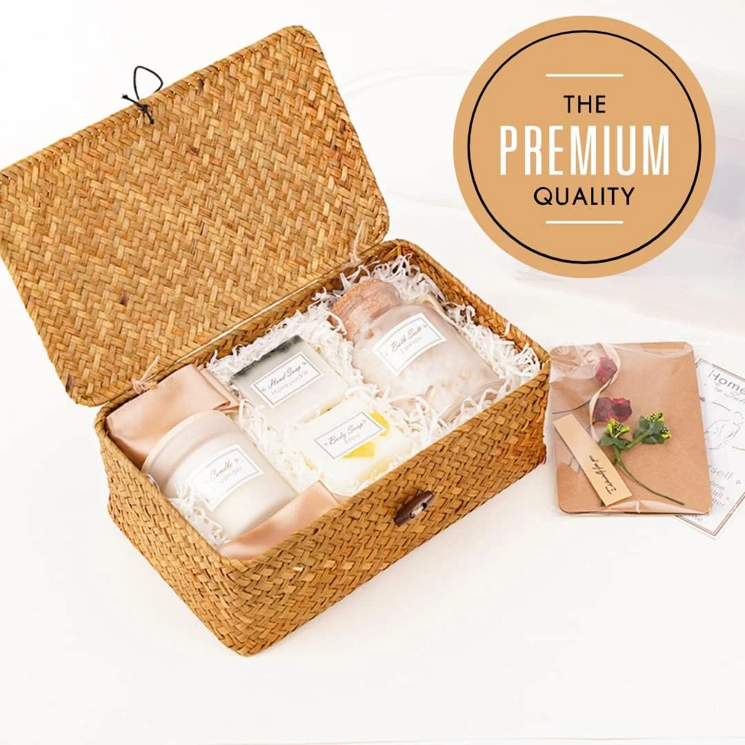 Regalos Originales Para Mujer | Caja Regalo Amigas | Cuidado del cuerpo y bienestar | Cesta Tejida Reutilizable y carta personalizados | Cajas Bonitas Madres Joven | Cumpleaños Enamorados Novia Madre - Imagen 2