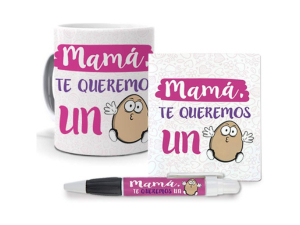 mundohuevo regalo pack taza libreta bolígrafo mamá te queremos