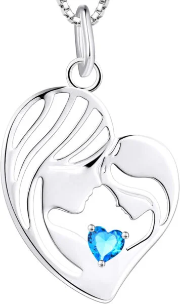 YL Collar de madre e hija Collar de plata de ley 925 con colgante de corazón Regalos para mujeres de mamá, 45-48 cm