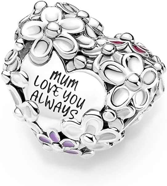 PANDORA Charm 791155C01 Corazón margarita Mamá - Imagen 4