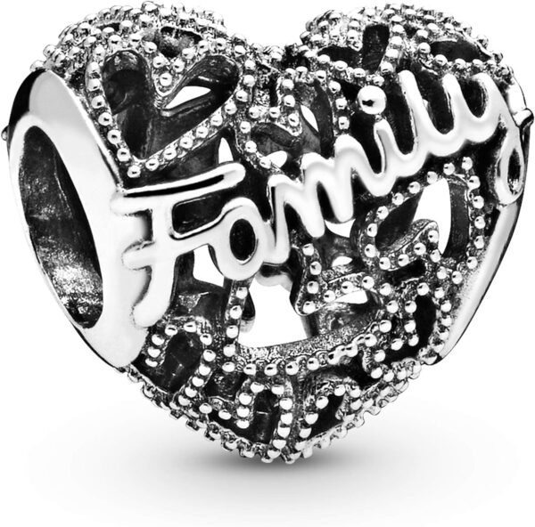 Pandora Moments Women's Sterling Silver Family Heart Bracelet Charm