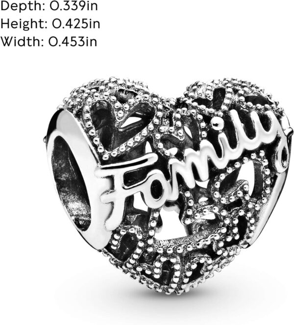 Pandora Moments Women's Sterling Silver Family Heart Bracelet Charm - Imagen 5