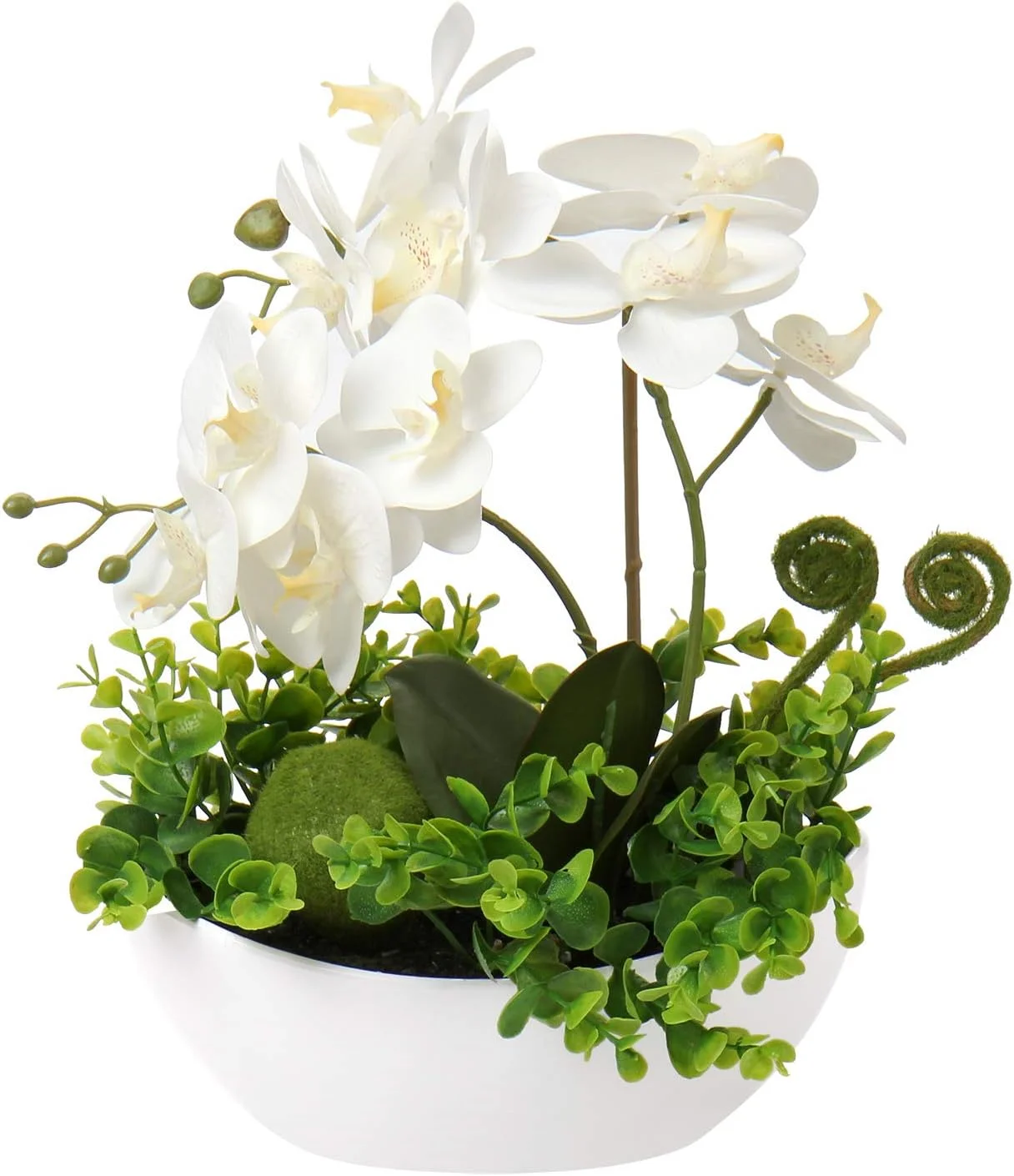 Oairse Phalaenopsis Artificial de 35cm con Flores de Tacto Real, orquídeas de Flores Artificiales en Maceta, centros de Mesa, Decoraciones de alféizar