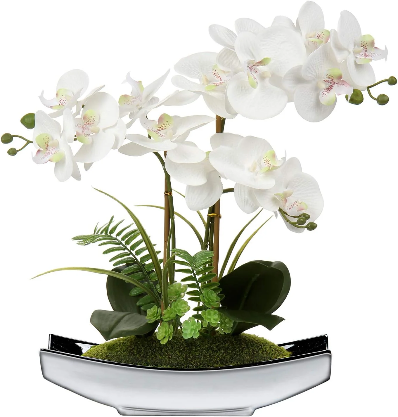 Bonsái de orquídea artificial en maceta para centro de mesa, sala de estar, decoración del hogar, etc., flores Phalaenopsis artificiales de seda
