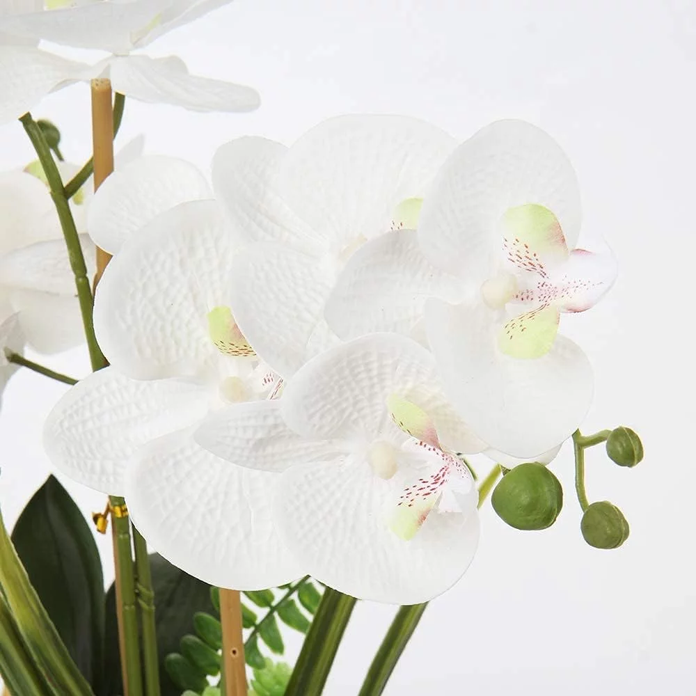 Bonsái de orquídea artificial en maceta para centro de mesa, sala de estar, decoración del hogar, etc., flores Phalaenopsis artificiales de seda - Imagen 5