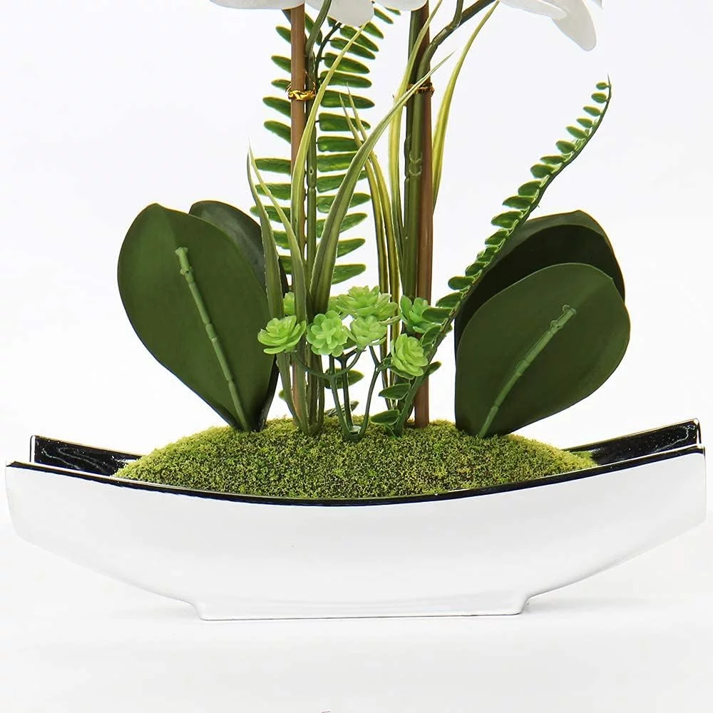 Bonsái de orquídea artificial en maceta para centro de mesa, sala de estar, decoración del hogar, etc., flores Phalaenopsis artificiales de seda - Imagen 6
