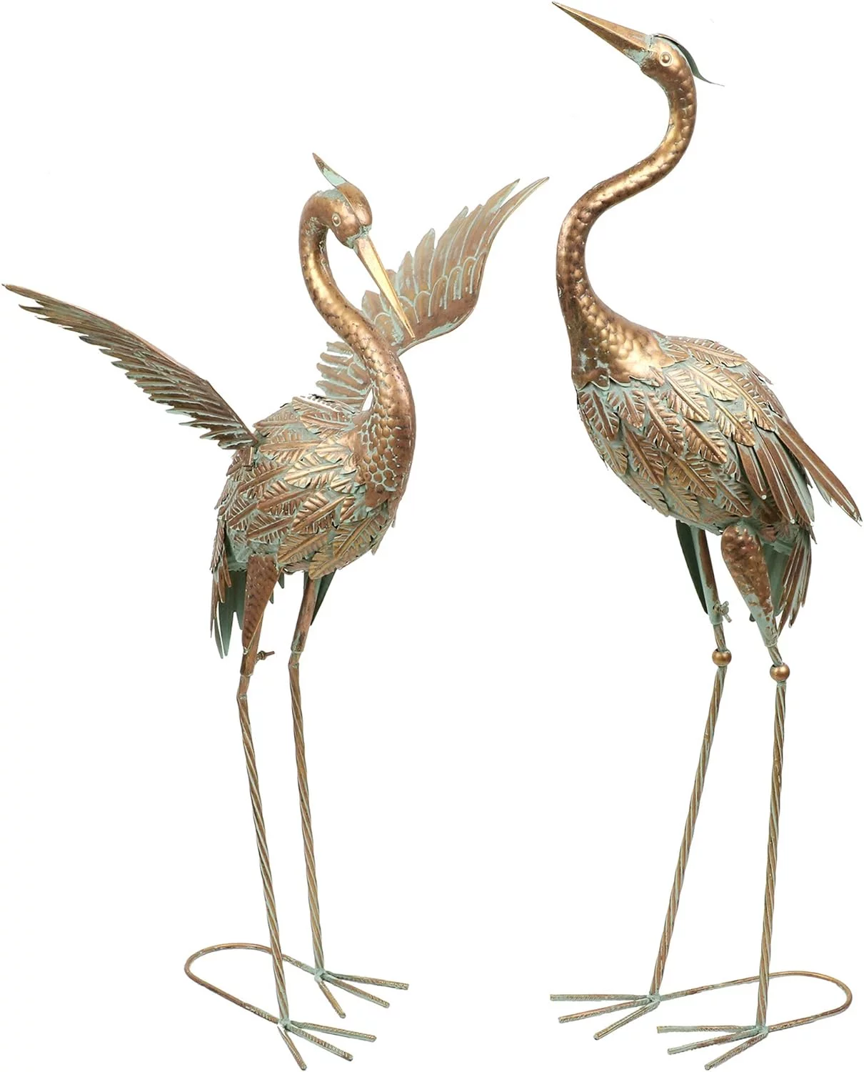 TERESA'S COLLECTIONS 2Pcs 85CM/99CM Garza para el Jardín Estatua de Jardín Grande, Decoración de Estatuas de Jardín de Pájaros de Grúa de Metal