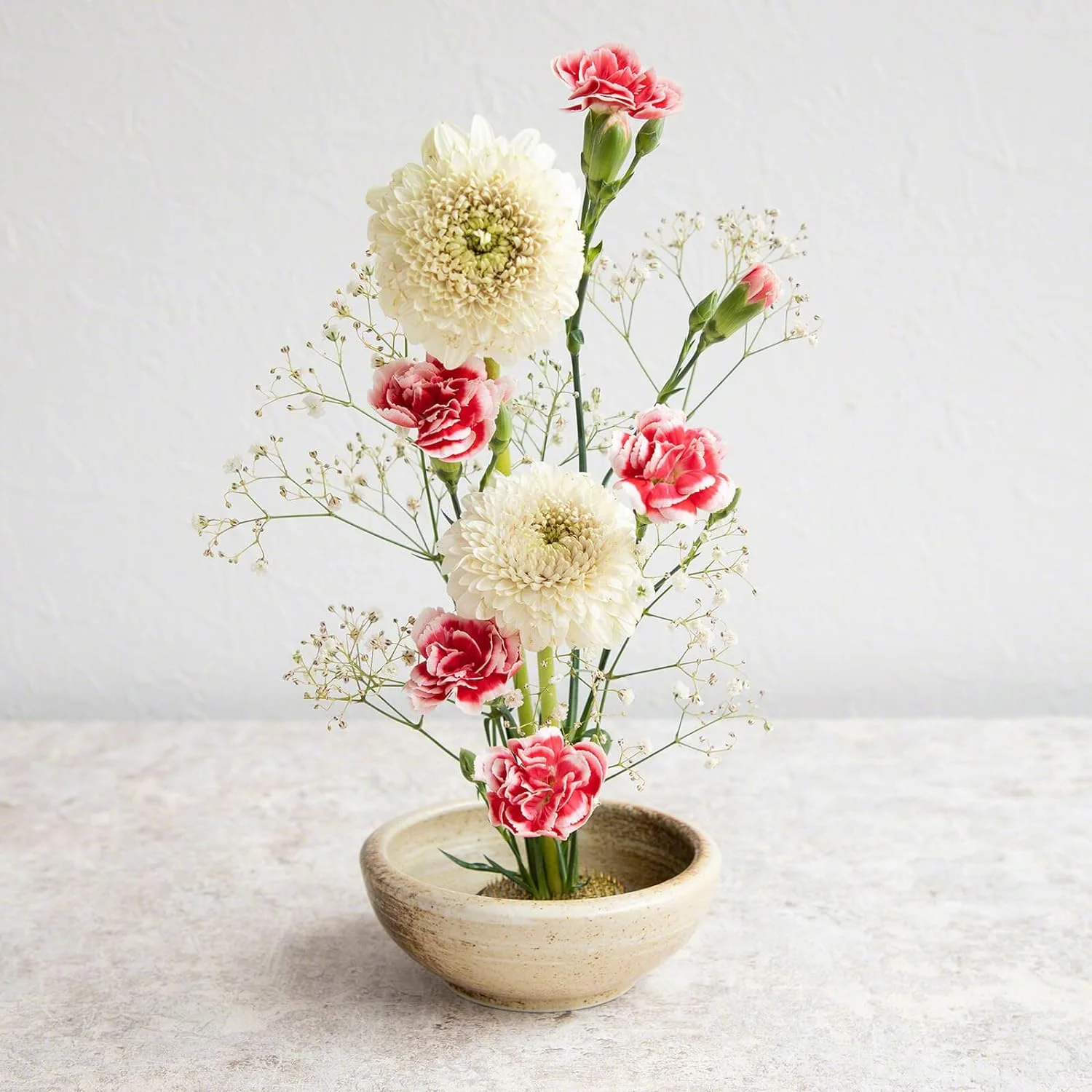 Wazakura Set Ikebana Esencial Minoyaki con jarrón Beige Arena y kenzan Redondo para arreglos Florales japoneses de Ikebana, florero de cerámica y kenzan de latón (61 mm) - Imagen 2