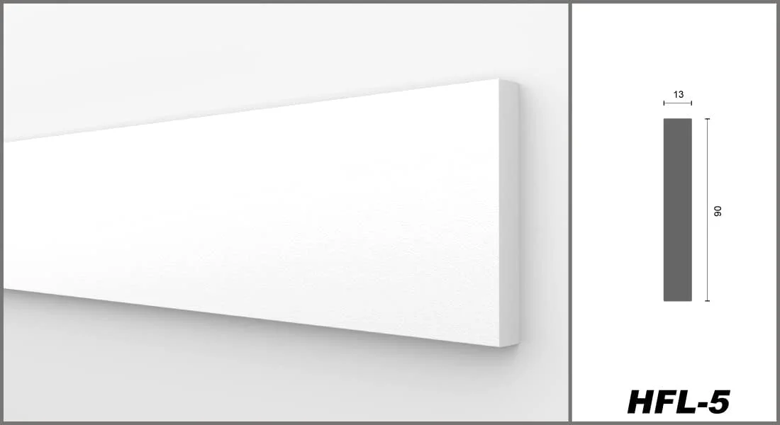 HEXIMO perfiles planos, XPS espuma de poliestireno de paneles de yeso perfiles planos para pared techo acabado tira decorativa construcción techo estuco marco (10,2 metros HFL 5) - Imagen 3