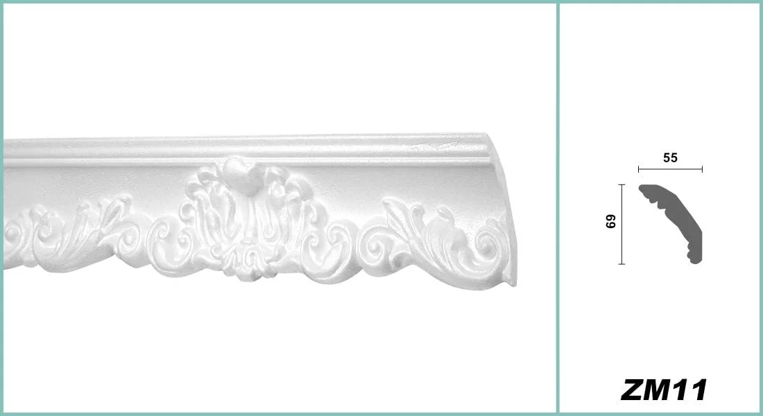 HEXIMO 2m Molduras de Techo Clásicas XPS Poliestireno Blanco, Cornisas Molduras Decorativas con Patrones Molduras de Esquina (2 metros ZM11) - Imagen 3