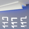 HEXIMO LED Perfil de sombra Molduras de estuco, iluminación indirecta Moldura Techo Luz Indirecta, Molduras Led de Poliestireno XPS luz abocinada (1,7 Metros HLED 14)