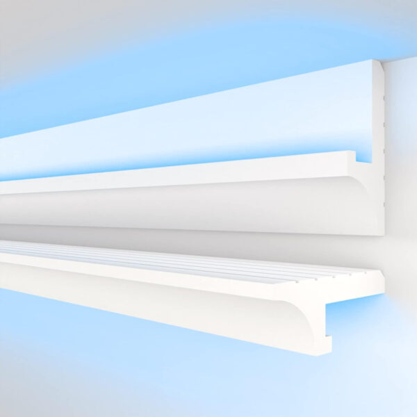 HEXIMO LED Shadow Gap Profile Stucco Moldings, Indirect Lighting Polystyrene XPS Drywall Ceiling Light Cove (1.7 Meters HLED 14) - Image 3