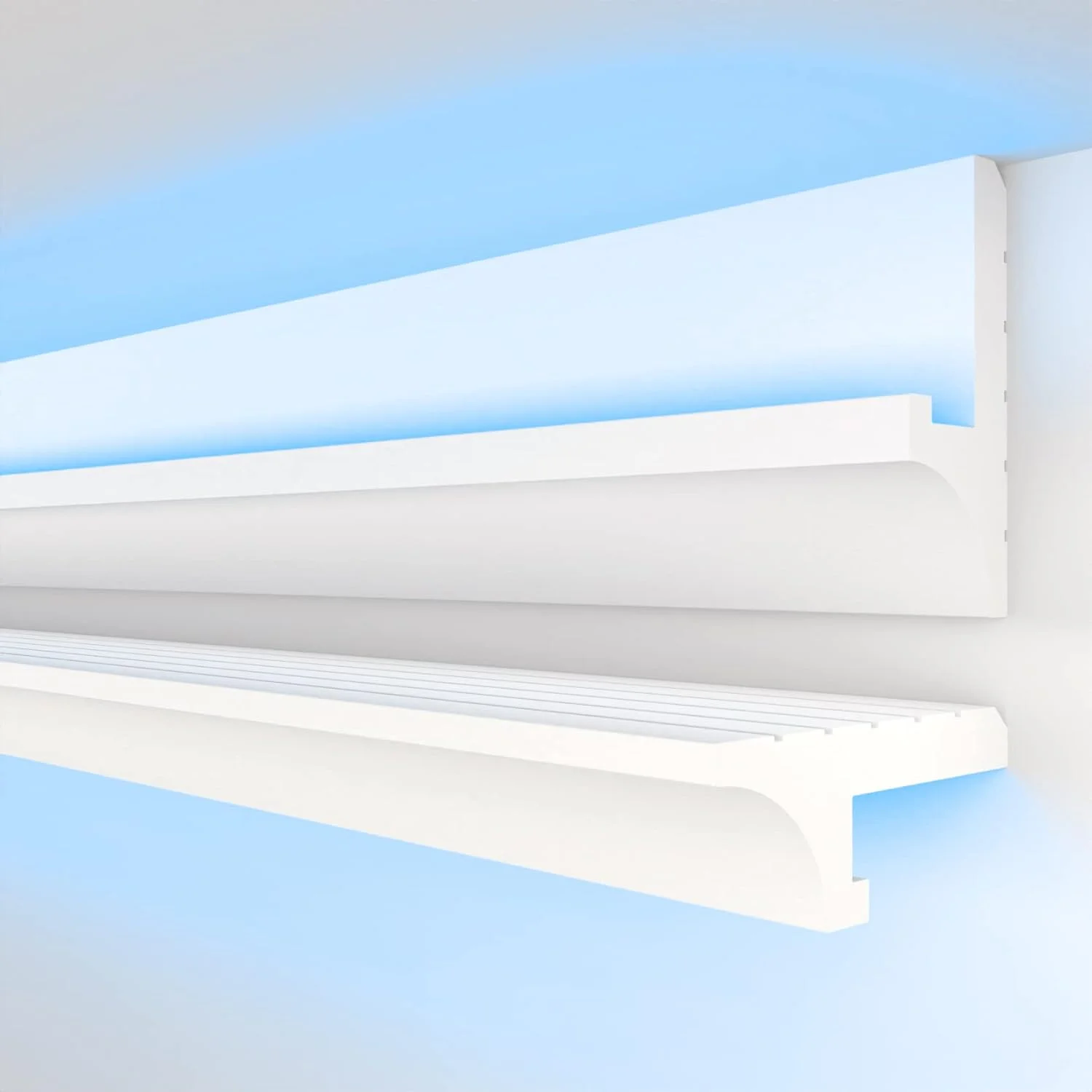 HEXIMO LED Perfil de sombra Molduras de estuco, iluminación indirecta Moldura Techo Luz Indirecta, Molduras Led de Poliestireno XPS luz abocinada (1,7 Metros HLED 14) - Imagen 3