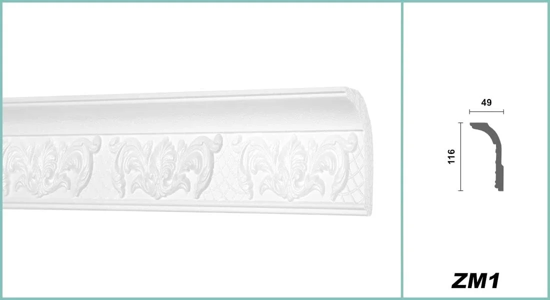 HEXIMO 2m Classic Ceiling Moldings XPS White Polystyrene, Decorative Cornices with Patterns Corner Moldings (2 meters ZM1) - Image 3