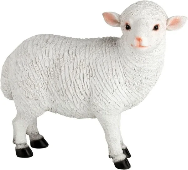 VERDOBA - Life-Size Outdoor Garden Figure (Resin Sheep) - Garden Decoration - Animal-Shaped Sculpture - Realistic Stone Figurine