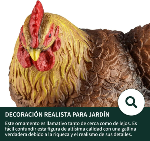 VERDOBA Figura para jardín tamaño Real (gallina Marrone). Decoración para Exterior. Escultura con Forma de Animal. Figurín Decorativo de Piedra - Imagen 3