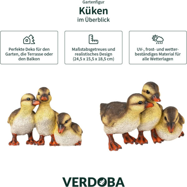 VERDOBA Figuras de Patito para jardín – Decoración de Estanque de jardín – Figuras para la decoración del Estanque – Patos Resistentes a la Intemperie decoración de poliresina para el Estanque - Imagen 3