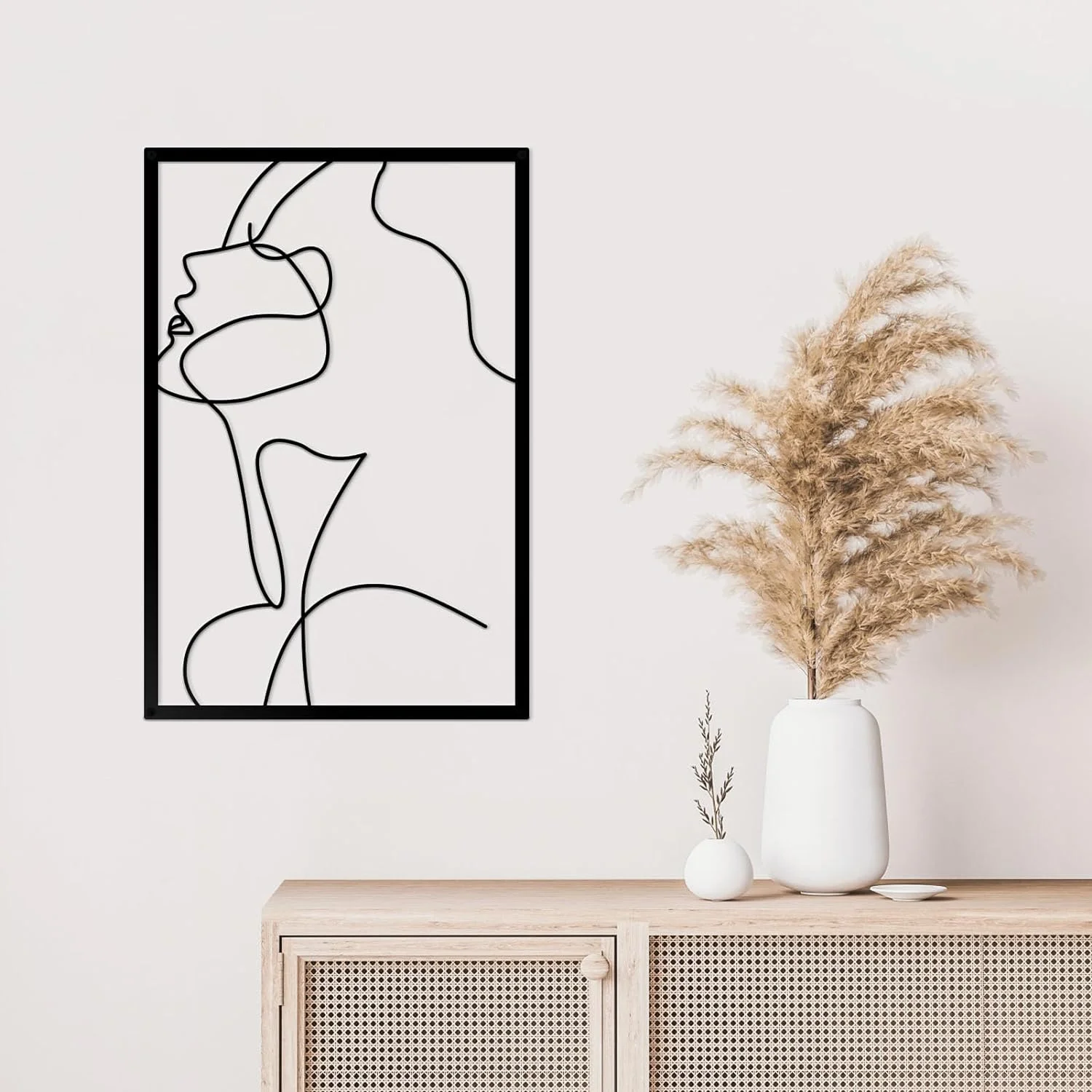 RUELEN 4-Piece Black Metal Wall Decoration, Minimalist, Abstract, Elegant, Line Drawing Art, Hanging Wall Art for Home, Kitchen, Bathroom, Living Room, Bedroom - Image 6