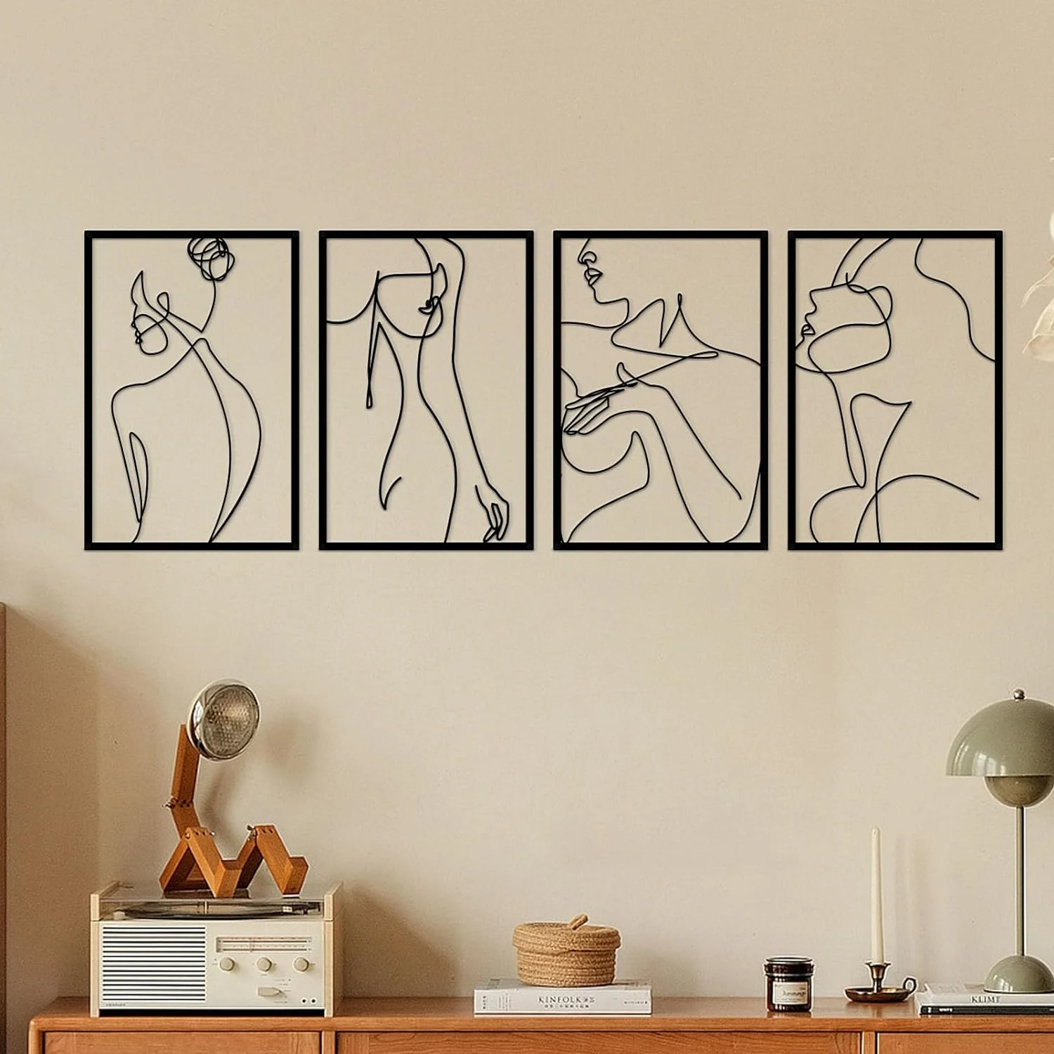 RUELEN 4-Piece Black Metal Wall Decoration, Minimalist, Abstract, Elegant, Line Drawing Art, Hanging Wall Art for Home, Kitchen, Bathroom, Living Room, Bedroom - Image 8