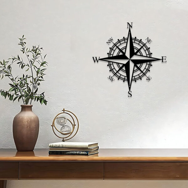 Ruelen 14-inch Nautical Metal Compass, Wall Decor for Living Room, Bedroom, Office, Porch, Garden, Patio, Wall Hanging Lake Art, Beach House - Image 7