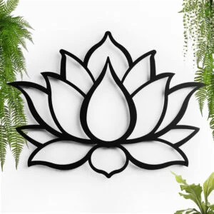 Keluly Metal Decoration - Floating Wall Sculpture with Shadows, Steel, 43 x 31 cm, Lotus Flower